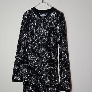 Star wars medium black and white Darth Vader pajama onesie